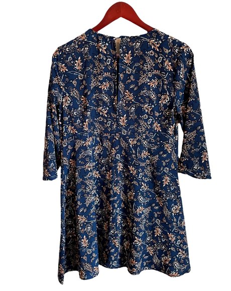 Andree By Unit Women 3/4 Sleeve Tunic Top or Short Dress SZ Medium Blue Paisley - Picture 2 of 6